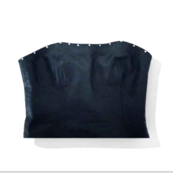 Women's Black Bustier Corset Top Sz S Strapless Lace Up Back Crystal Detail - Picture 10 of 10